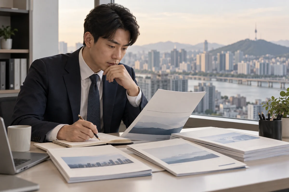 경제 전망 자료를 검토하는 분석가